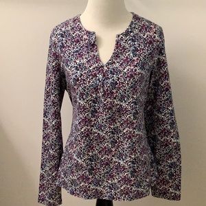 Charter Club - TOP - Floral Print - Ivory/Teal/Wine - Size MP - 95% Cotton